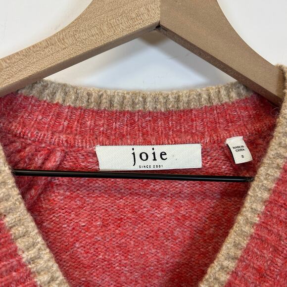 joie Bodie V-Neck Sweater Ponciana/Red Ruffle Sleeve Women’s Size S - Picture 5 of 9